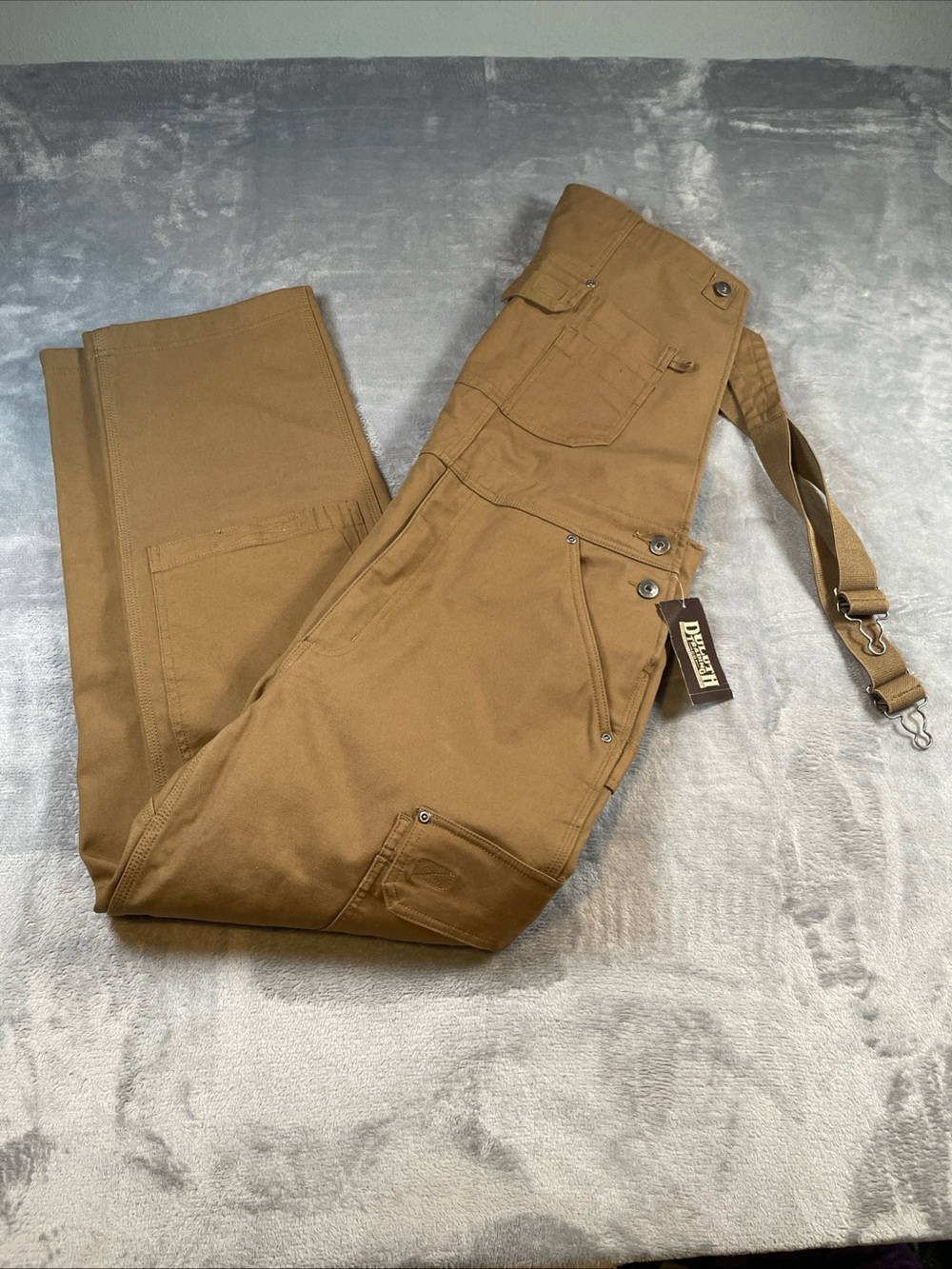 Duluth Trading Co Overalls Men's 34x32 Brown  Bib Fleece Lined New Double Knee